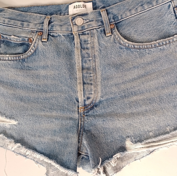 AGOLDE 100% Cotton High-Rise Parker Sz 28 Cut Off Denim Shorts - Picture 5 of 14